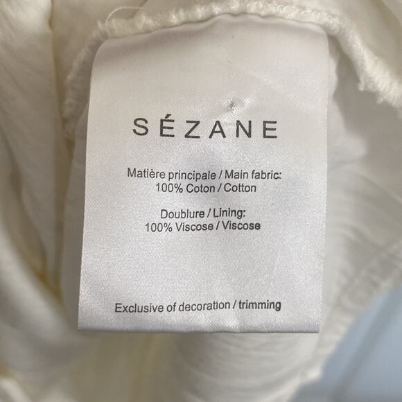 Sezane Diana Crochet Lace Long Sleeve Ruffle Mini Dress Ecru Cream Size 4 - Picture 15 of 16